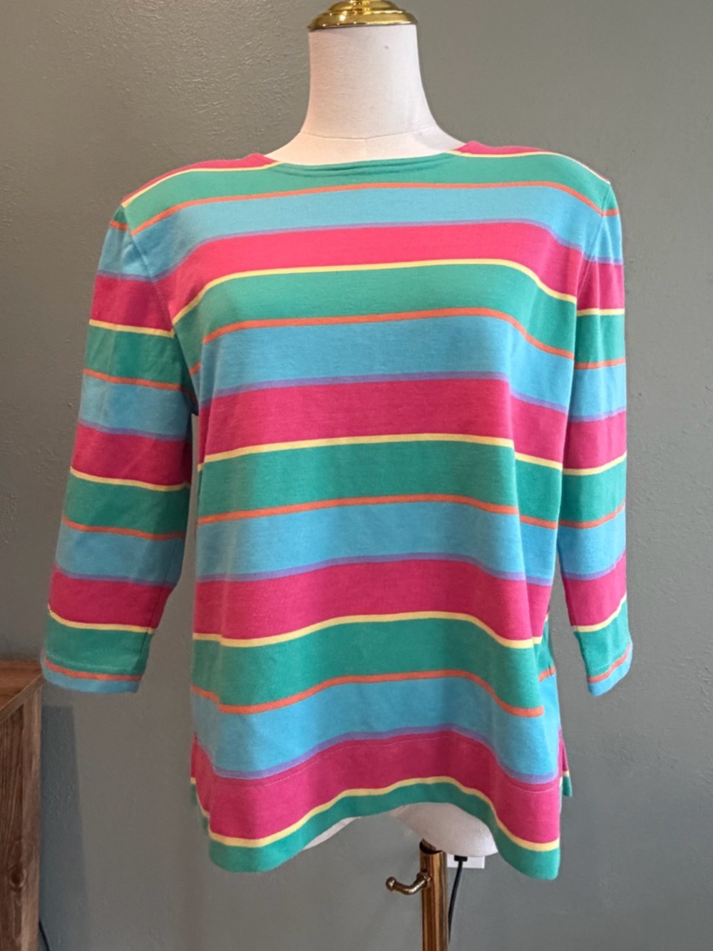 Vintage Koret Striped Boatneck Top with shoulder pads size Medium